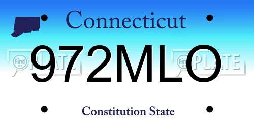 972MLO Connecticut License Plate