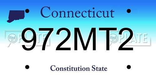 972MT2 Connecticut License Plate