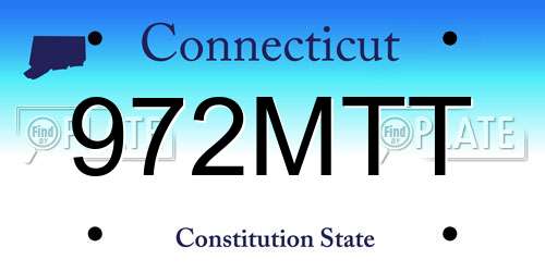 972MTT Connecticut License Plate