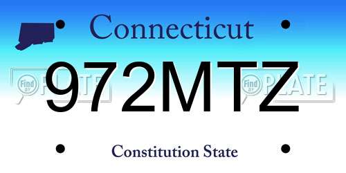 972MTZ Connecticut License Plate