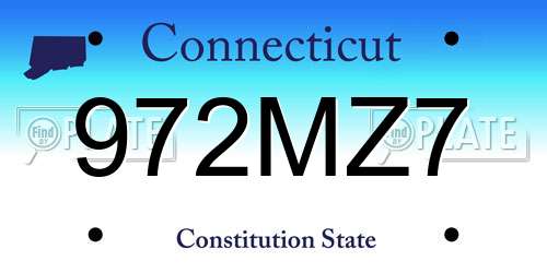 972MZ7 Connecticut License Plate