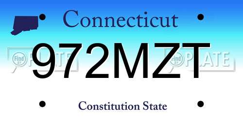 972MZT Connecticut License Plate