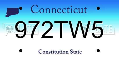 972TW5 Connecticut License Plate