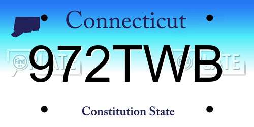 972TWB Connecticut License Plate
