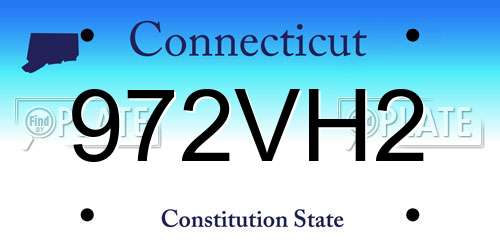 972VH2 Connecticut License Plate