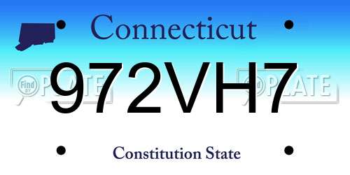972VH7 Connecticut License Plate