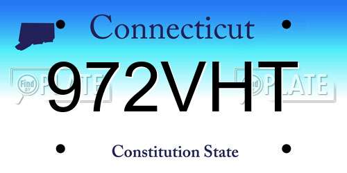 972VHT Connecticut License Plate