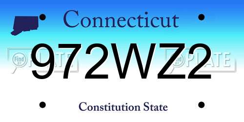 972WZ2 Connecticut License Plate