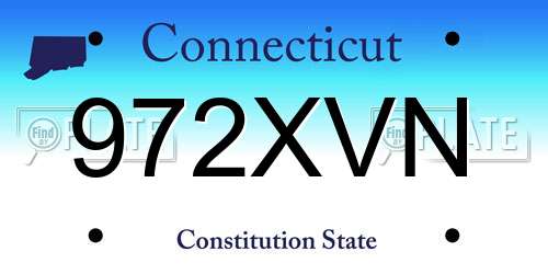 972XVN Connecticut License Plate