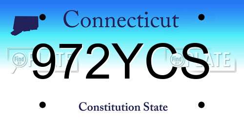 972YCS Connecticut License Plate