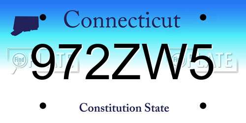 972ZW5 Connecticut License Plate