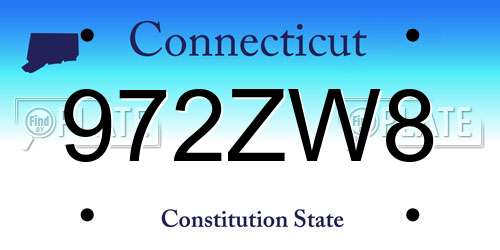 972ZW8 Connecticut License Plate