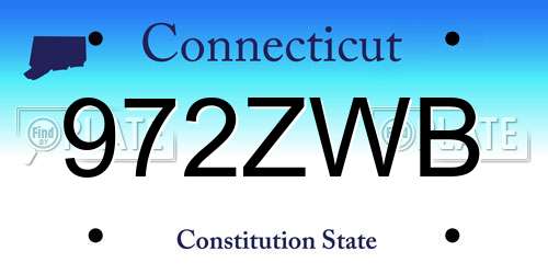 972ZWB Connecticut License Plate