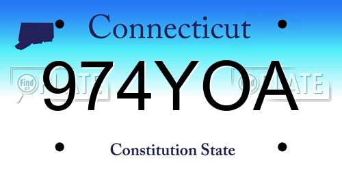 974YOA Connecticut License Plate