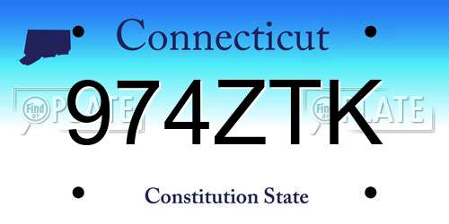 974ZTK Connecticut License Plate