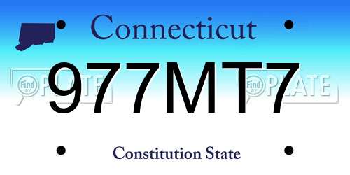 977MT7 Connecticut License Plate