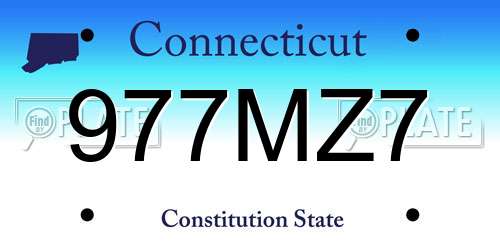 977MZ7 Connecticut License Plate