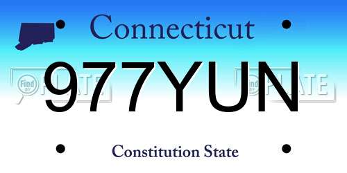 977YUN Connecticut License Plate