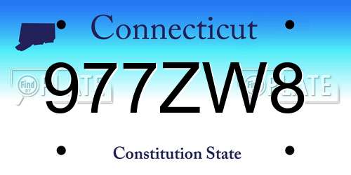 977ZW8 Connecticut License Plate