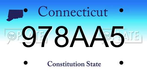 978AA5 Connecticut License Plate