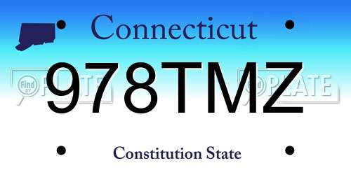 978TMZ Connecticut License Plate
