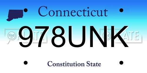978UNK Connecticut License Plate