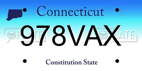 978VAX Connecticut License Plate