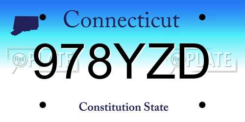 978YZD Connecticut License Plate