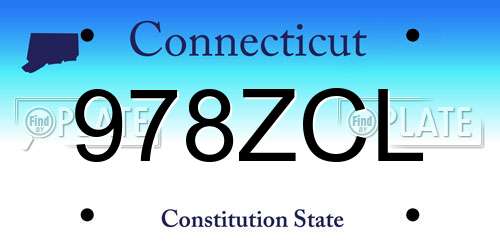 978ZCL Connecticut License Plate