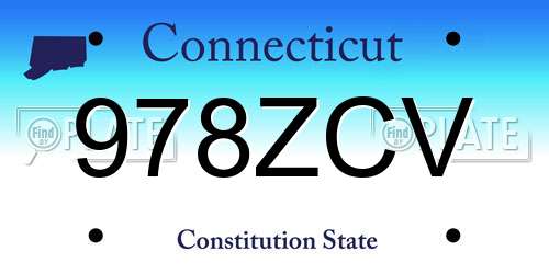 978ZCV Connecticut License Plate