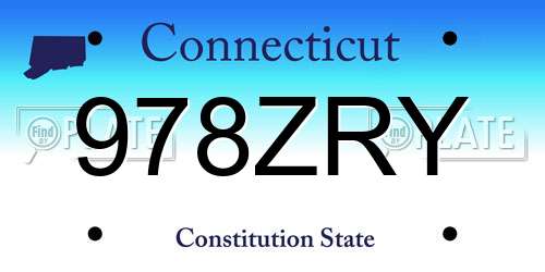 978ZRY Connecticut License Plate