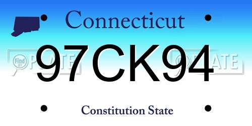 97CK94 Connecticut License Plate