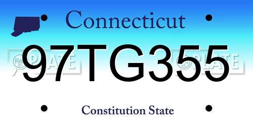 97TG355 Connecticut License Plate