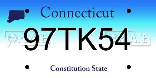 97TK54 Connecticut License Plate