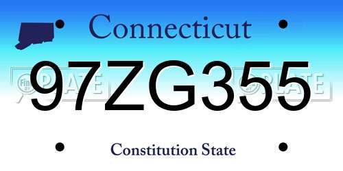 97ZG355 Connecticut License Plate