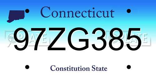 97ZG385 Connecticut License Plate
