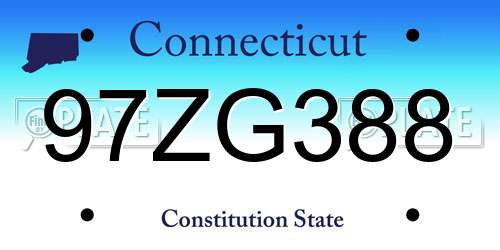 97ZG388 Connecticut License Plate