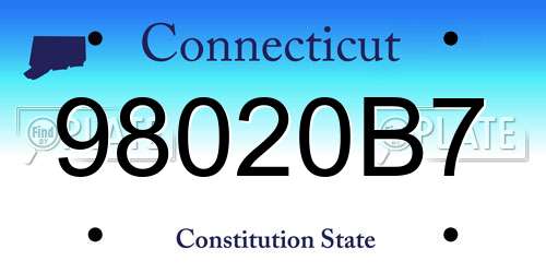 98020B7 Connecticut License Plate