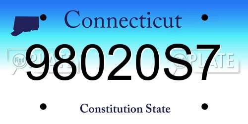 98020S7 Connecticut License Plate