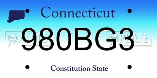 980BG3 Connecticut License Plate