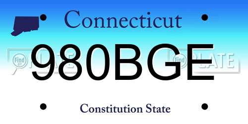 980BGE Connecticut License Plate