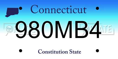 980MB4 Connecticut License Plate