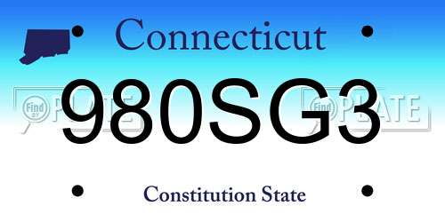 980SG3 Connecticut License Plate