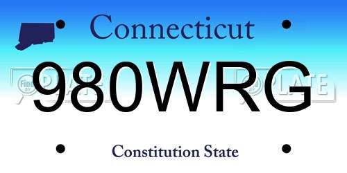 980WRG Connecticut License Plate