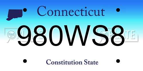 980WS8 Connecticut License Plate