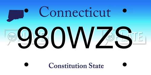 980WZS Connecticut License Plate