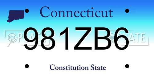 981ZB6 Connecticut License Plate