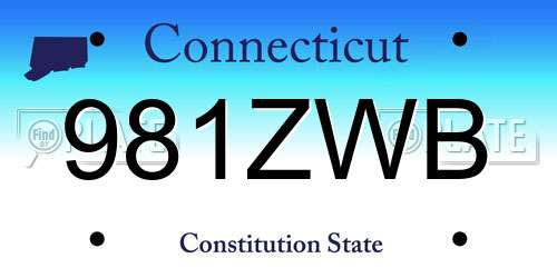 981ZWB Connecticut License Plate