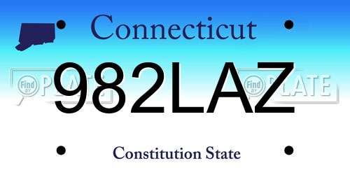 982LAZ Connecticut License Plate