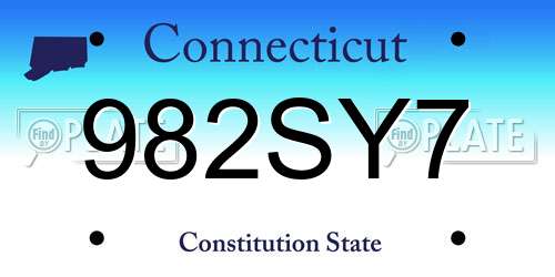 982SY7 Connecticut License Plate